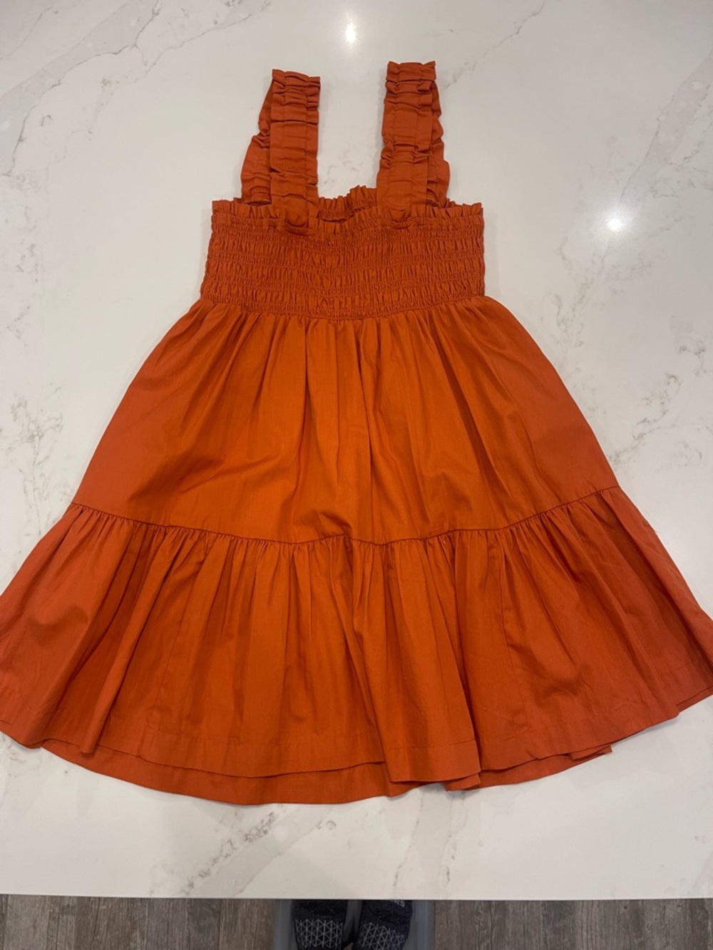 Worn Once! Abercrombie & Fitch Women’s Ruffled Strap Tiered Dress -Burnt Orange - Picture 9 of 13